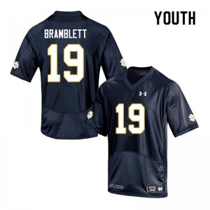 Notre Dame Fighting Irish Youth Jay Bramblett #19 Navy Under Armour Authentic Stitched College NCAA Football Jersey JUF0499ZQ